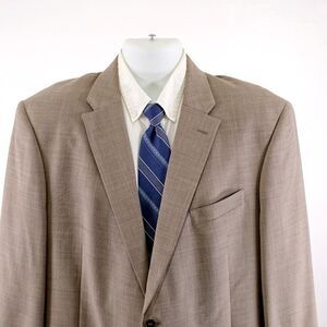 Tommy‎ Hilfiger Brown Tan Sharkskin Wool 44R 2 Button Blazer